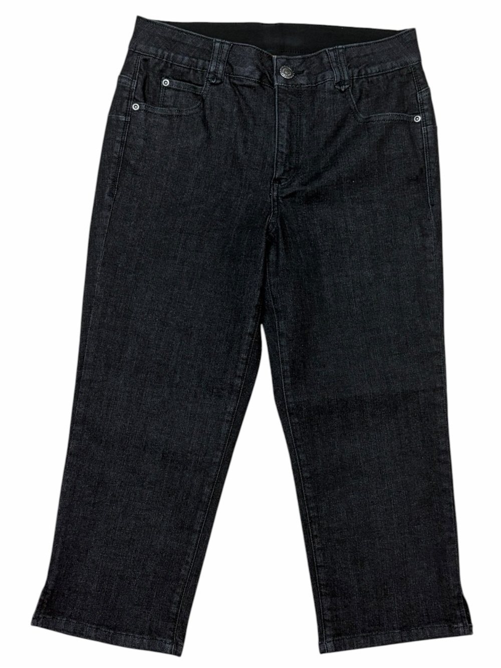 Ruby Rd Black Denim Stretch Waist Cropped Pants Size 6